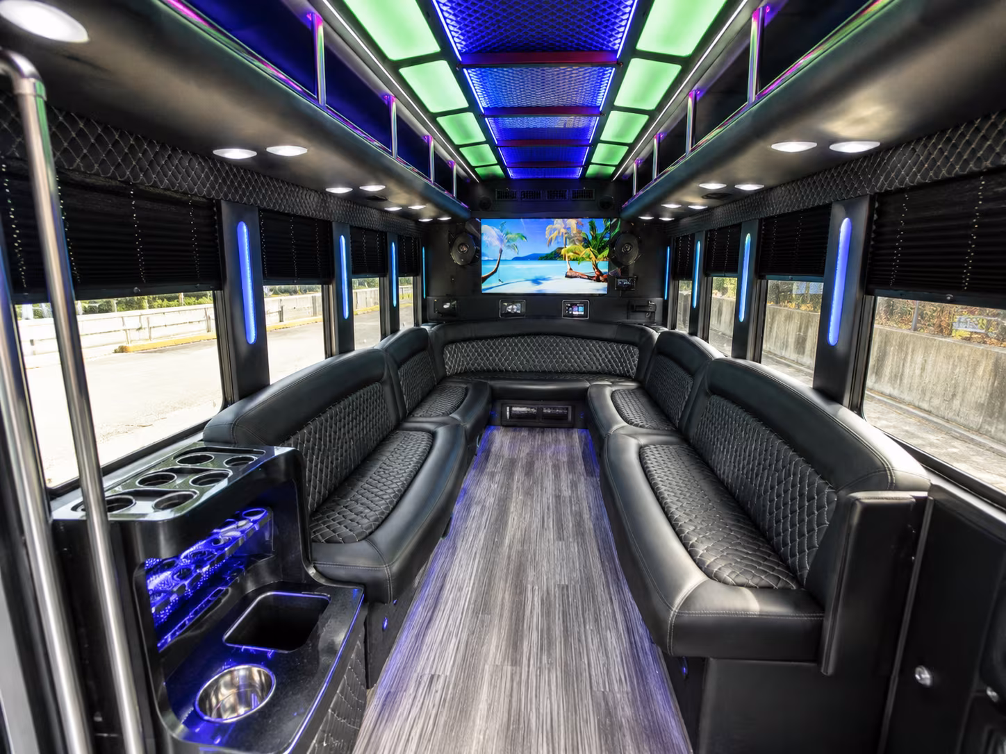 pueblo 18 passenger party bus inside